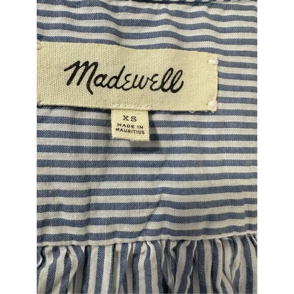 Madewell blue white stripe long sleeve front tie blouse size XS. #35-1882 - Picture 2 of 4